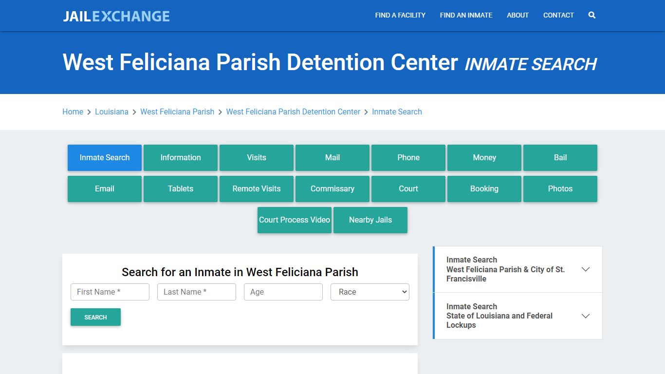 West Feliciana Parish Detention Center Inmate Search